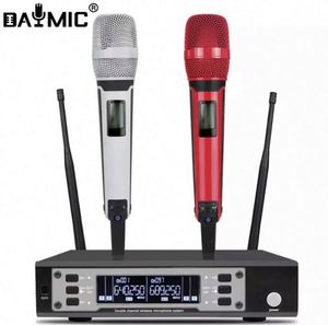 ระบบไมโครโฟนไร้สาย UHF ระดับมืออาชีพ 2 ช่องสัญญาณ ไมโครโฟนโลหะ สำหรับร้องเพลง คาราโอเกะที่บ้าน ไมค์สำหรับโบสถ์ งานแต่งงาน - Product Image 4
