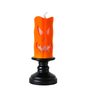 Bougie LED d'Halloween en plastique orange, alimentée par piles, lampe à bougie lumineuse, décoration de table, décoration de fête - Product Image 1