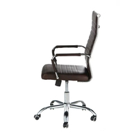 Chaise de bureau de luxe en cuir de vachette, siège professionnel pour personnel de classe moyenne, accoudoirs fixes, pivotant et réglable en hauteur, structure métallique, simplicité