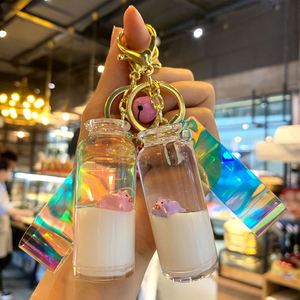 Mini Drink <b>Floating</b> Keychain Creative Cute Milk Tea Beverage Acrylic Liquid Keychain - Product Image 2