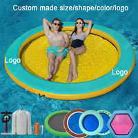 Ocean Yacht dock plate-forme flottante gonflable piscine ronde forme personnalisée couleur plié gonflable eau hamac avec filet