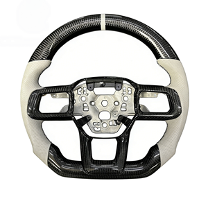 Volant sport en cuir perforé blanc et fibre de carbone pour <span class=keywords><strong>Ford</strong></span> <span class=keywords><strong>Mustang</strong></span> ST RS <span class=keywords><strong>GT</strong></span> 500 350 2024 - Product Image 1