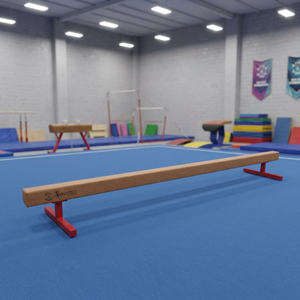 Barra de entrenamiento baja Little Gym de 12' para gimnasio, equipo de madera roja, herramienta duradera para entrenamiento de equilibrio - Product Image 2