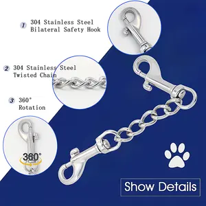 304 acier inoxydable collier de chien pince de sécurité Double extrémité boucle de rechange connecteur de ceinture pour chien harnais sangle collier pince de sécurité