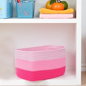 Paquete de 3 Cestas de Almacenamiento de Cuerda de Algodón Arcoíris, Cestas Organizadoras Tejidas Coloridas para el Hogar, el Aula, la Guardería, Estantes, Juguetes, <span class=keywords><strong>Cesta</strong></span> de Regalo - Product Image 5