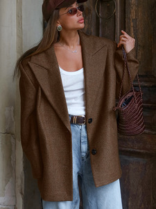 <span class=keywords><strong>Blazer</strong></span> de gama alta para mujer de otoño e invierno, chaqueta de traje de longitud media <span class=keywords><strong>Retro</strong></span> americana, suelta, informal, estilo Perezoso - Product Image 4