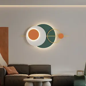 Moderne Minimalistische Ronde Achtergrond Wanddecoratie Schilderij Wandlamp Creatieve Slaapkamer Theesalon Ganglamp