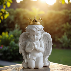 Reçine fransız ülke noel Cherubs beyaz melek heykeli heykelcik taç bahçe uyku Cherub heykel iç mekan ev dekorasyonu - Product Image 2