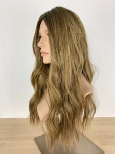 Parrucca ebrea superiore in seta Remy capelli umani europei biondo scuro con evidenziazione dimensionale parrucca piena con Base in seta legata a mano con trama chiusa - Product Image 4
