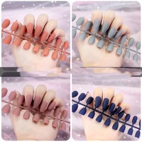 Vente en gros de faux ongles ballerine de cercueil mat de couleur unie à presser sur les ongles pour les ongles artificiels