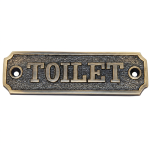 Plaque de porte de toilettes vintage en laiton, décorative, style antique - Product Image 1