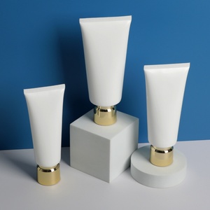 Custom White 50 100 150 ml Empty Soft Squeeze <b>Tube</b> Unique <b>Plastic</b> Packaging Golden Cap for Eye Cream Hand Cream Skin Labeling - Product Image 6