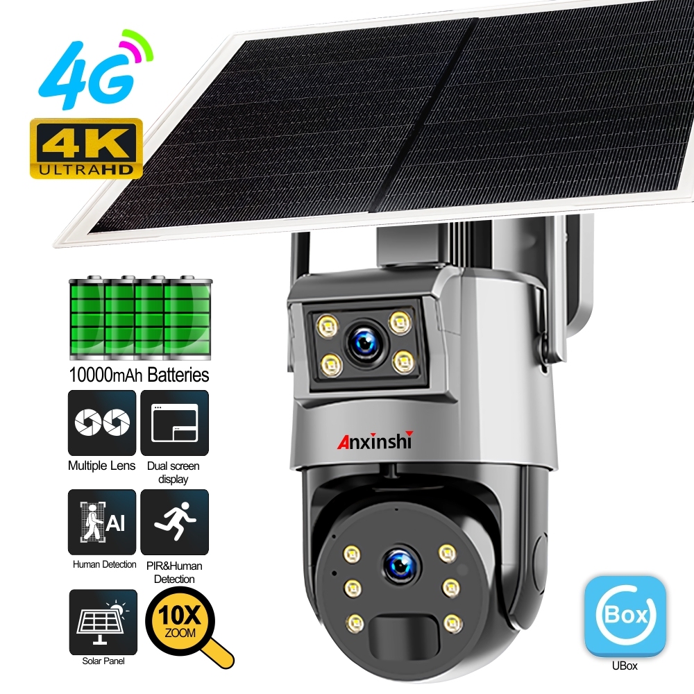UBox 6pcs 18650 Batteries Solar PTZ4G Camera AI Human Tracking+PIR Human Detection Waterproof Indoor Outdoor Use Solar 4G Camera · image 2