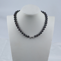 Collier de perles d'eau douce naturelles noires en forme de pomme de terre de 10-11 mm, vente en gros