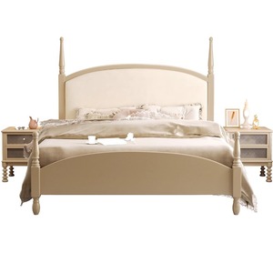 French Style Solid Wood Bed 1.8M Double Soft <b>Headboard</b> Platform Bed Bedroom Furniture - Product Image 4