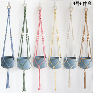 Panier à plantes <span class=keywords><strong>en</strong></span> <span class=keywords><strong>corde</strong></span> de coton tissé à la main, couvre-<span class=keywords><strong>pot</strong></span> de fleurs tissé pour la décoration intérieure, du jardin et du balcon - Product Image 1