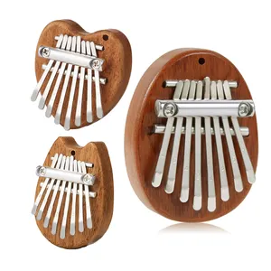 8 Teclas Polegar Piano Portátil De Madeira Dedo Marimbas, Presentes de brinquedos musicais para crianças e adultos iniciantes, Mini Kalimba com cordão