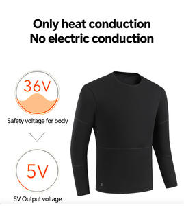 Ropa interior de invierno térmica eléctrica recargable por USB de 5V para hombre, conjunto de dos piezas, Calzoncillos largos, tela de capa Base, <span class=keywords><strong>pijama</strong></span> para mantener el calor - Product Image 4