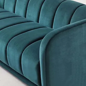الحديثة الأخضر المخملية أريكة لغرفة المعيشة مجموعة زخرفة الأثاث أريكة معنقدة
