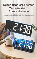 Jam Alarm Digital Cerdas Cermin Lengkung Multifungsi dengan Proyeksi Tampilan Suhu & Kelembapan untuk Meja/ Desktop