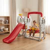 Aire de jeux intérieure éducative pour tout-petits : toboggan et balançoire en plastique PE avec télescope intégré, maison de jeu et parc d'aventure