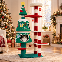 Tour pour chat en forme de sapin de Noël en gros avec cachettes pour chat, griffoirs, lit de repos en peluche et plateformes de jeu