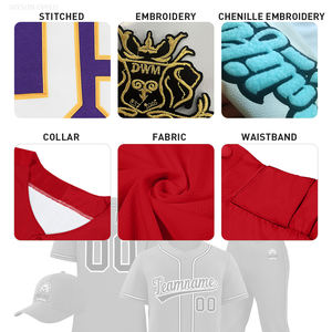 高品質な無地の野球ユニフォームセット、完全カスタマイズ可能で個人やチームにワンストップで準備完了 - Product Image 4