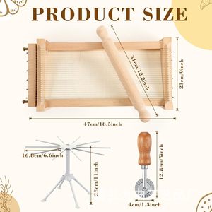 เครื่องทำพาสต้าไม้พร้อมลูกกลิ้งและที่ตัด สำหรับทำสปาเก็ตตี้โฮมเมด พร้อมชุดราวตากเส้น - Product Image 5