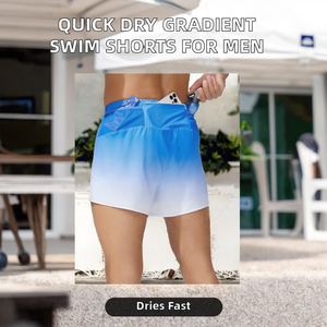 Wholesale High Summer Quick Dry Breathable Elastic Waist Knitted Sports Swim Shorts Front Custom Print 5 Inch Gradient Beach Men - Product Image 2