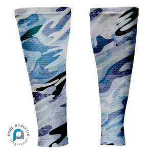 Pure Blauw Wit Camouflage Oefening Ondersteuning Running Bike Yoga Mannen Vrouwen Absorberen Zweet Been Mouwen Compressie