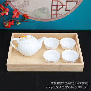 Rectangular Wooden Serving <b>Tray</b> With Handle Natural Wood Color For <b>Tea</b> Food Serving - Product Image 5