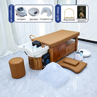 Lit de lavage moderne haut de gamme en cuir PU japonais pour salon de coiffure et spa – Mobilier commercial pour salon