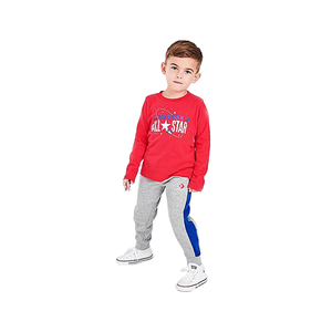 T-shirt a maniche lunghe e pantaloni jogger Converse All Star, set di abbigliamento per neonati, rosso, bianco, blu - Product Image 1