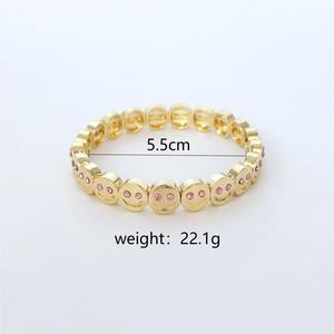 Tùy Chỉnh Thời Trang Đầy Màu Sắc Zircon Hợp Kim Simley Mặt Quyến Rũ Vòng Đeo Tay Vàng Không Làm xỉn Đàn Hồi Đồ Trang Sức Vòng Đeo Tay Bangles Đối Với Đảng - Product Image 2