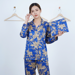 100% Pure Cotton Breathable Quick Dry 220g Romantic Elegant Floral Summer Sleepwear Set Long Sleeve Handmade Vacation Pajamas - Product Image 1