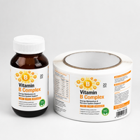 Étiquettes autocollantes imprimées sur mesure, étiquettes d'emballage personnalisées pour les compléments alimentaires, les vitamines du complexe B, les flacons