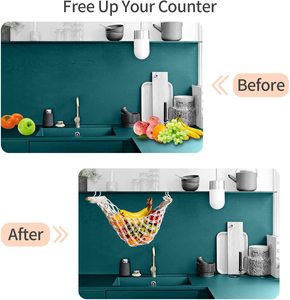 Fruit Hammock Under Cabinet 2 Pack Macrame Hanging Fruit Basket Veggie Banana Holder For RV Camping Kitchen - Product Image 5