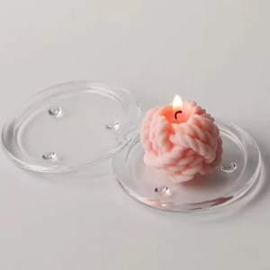 Portacandele in <span class=keywords><strong>Vetro</strong></span> Trasparente dal Design Semplice, Piatti Rotondi per Candele a Colonna, Vendita all'Ingrosso - Product Image 1