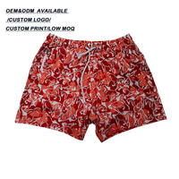 Shorts de plage pour hommes imprimés abstraits personnalisés, extensibles, séchage rapide, poches latérales zippées, shorts de bain pour hommes pour la vente en gros