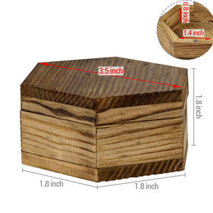 Wooden Hexagon Jewelry Box 8x8x8cm Natural Wood Color <b>Ring</b> <b>Storage</b> Box For Wedding Jewelry Packaging - Product Image 2