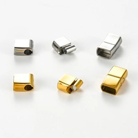 1 pièce de fermoir magnétique en acier inoxydable avec trou 8*5/12*6MM, embouts plats pour cordon en cuir, accessoire pour la fabrication de bijoux DIY