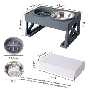 Mangkuk anjing Tinggi yang ramah lingkungan Modern 3 ketinggian yang dapat disesuaikan dudukan antiselip tempat makan lambat 2 mangkuk air makanan baja tahan karat untuk - Product Image 6