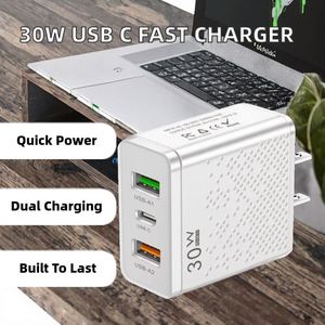 Chargeur USB-C 30W avec 3 ports USB, charge rapide QC3.0 pour téléphones mobiles, chargeur mural pour téléphone Android - Product Image 2