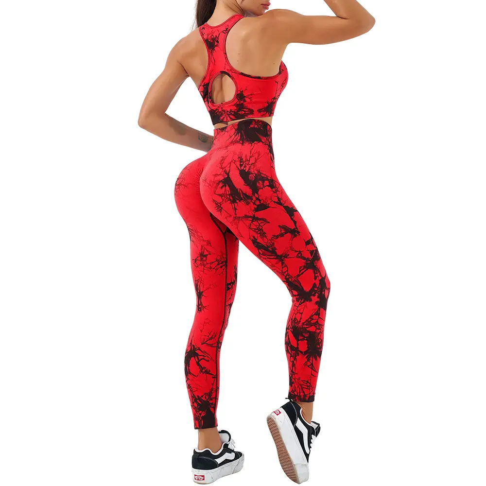 Conjunto de sutiã e leggings esportivos sem costura para mulheres, roupa esportiva sem costura para ioga e academia com logotipo personalizado, roupa esportiva respirável de alta qualidade e fitness