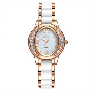 Nouvelle tendance coquilles Saint-Jacques de couleur ovale avec cadran en diamant design de montre personnalisé femmes montre à quartz luxe et ingéniosité - Product Image 2