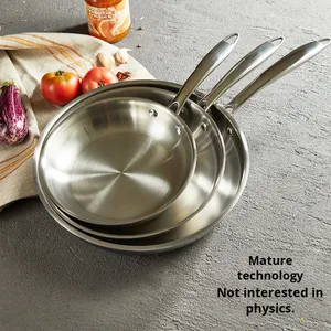 Sartén de acero inoxidable 304 gruesa con logotipo de una pieza, diseño moderno para el hogar, sartén antiadherente física para carne no recubierta - Product Image 4