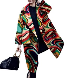 Abrigo Largo de Lana Estampado para Mujer, Estilo Europeo Americano, Elegante, para Otoño e Invierno - Product Image 5