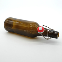 Botol Kaca Swing Top Transparan Amber dengan Tutup Flip untuk Penyimpanan Minuman, Bir, Kombucha