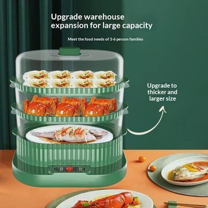 Electric Steamer Household Integrated Multi-functional Steam <b>Cooker</b> Three-Layer 10-quart Capacity Mechanical <b>Timer</b> Control Food - Product Image 3