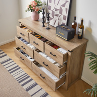 Commode de rangement en bois de chêne style ferme avec poignées métalliques robustes, armoire de 31,4 pouces de hauteur, idéale pour chambre, salon, entrée